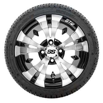 Lakeside Buggies 12” GTW Vampire Black and Machined Wheels with 18” Fusion DOT Street Tires – Set of 4- A19-374 GTW Tire & Wheel Combos