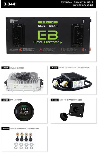 Eco Lithium Battery Complete Bundle for Navitas Chassis 51V 105Ah - Skinny Eco Battery Parts and Accessories