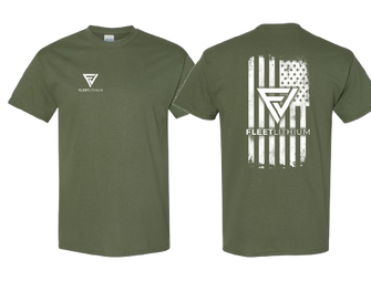 Military Green Men's Fleet Lithium T-Shirt White Logo Print Fleet Lithium Apparel undefined